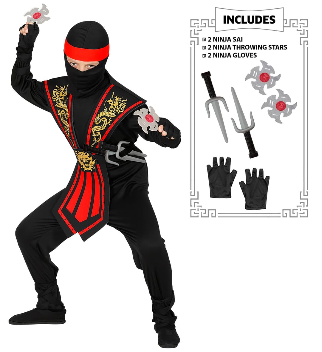 Piros ninja jelmez 116-os